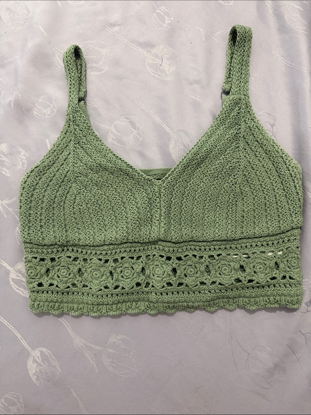 Hollister Sage Green Crochet Bralette Tank